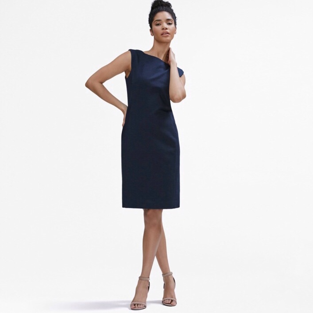 MM Lafleur Dema sheath dress French terry navy - Picture 1 of 9